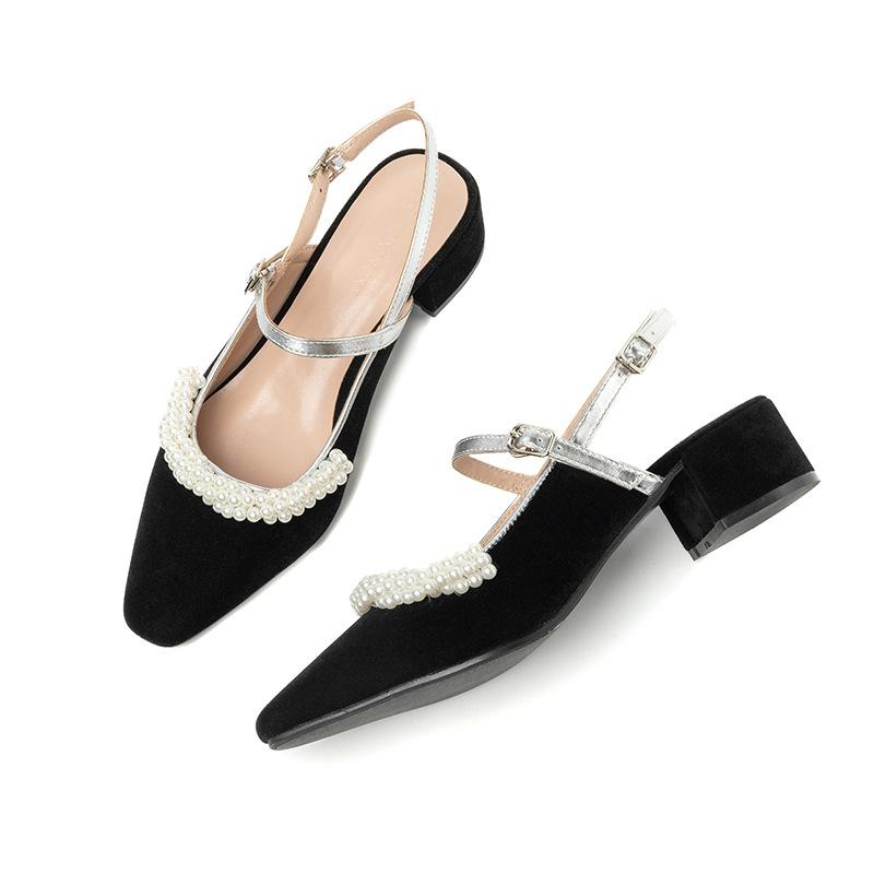 Французские ретро женские босоножки Parel Elegante на низком каблуке Туфли Мэри Джейн с острым носком Лолита с закрытым носком Женская обувь Plus 43