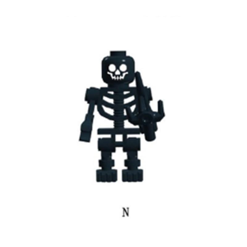 MOC Medieval Military Skeleton Corps Series Soldiers Army Building Block Weapons Spear Sword Accessories Brick Kids Toys Gift