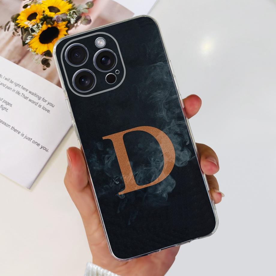 Чехол для iPhone 15 Pro Max Чехол для iPhone 15 Plus 15 Pro Задняя крышка Прозрачный Мягкий ТПУ Буква A ДО Z Чехол Для Apple iPhone15 15Pro Сумка