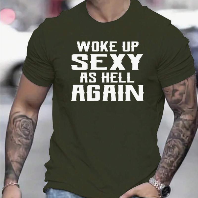 New Summer Men's Fashion T-shirt Alphabet Slogans Printed Men's T-shirt Top