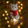 Cat Christmas Ornament Cute Kitten Christmas Ball Ornament 2D Flat Hanging Charm for Car Rearview Mirror