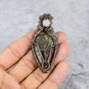Dragon Blood Jasper and Moonstone Gemstone Pure Copper Wire Wrap Handmade Jewelry Pendant