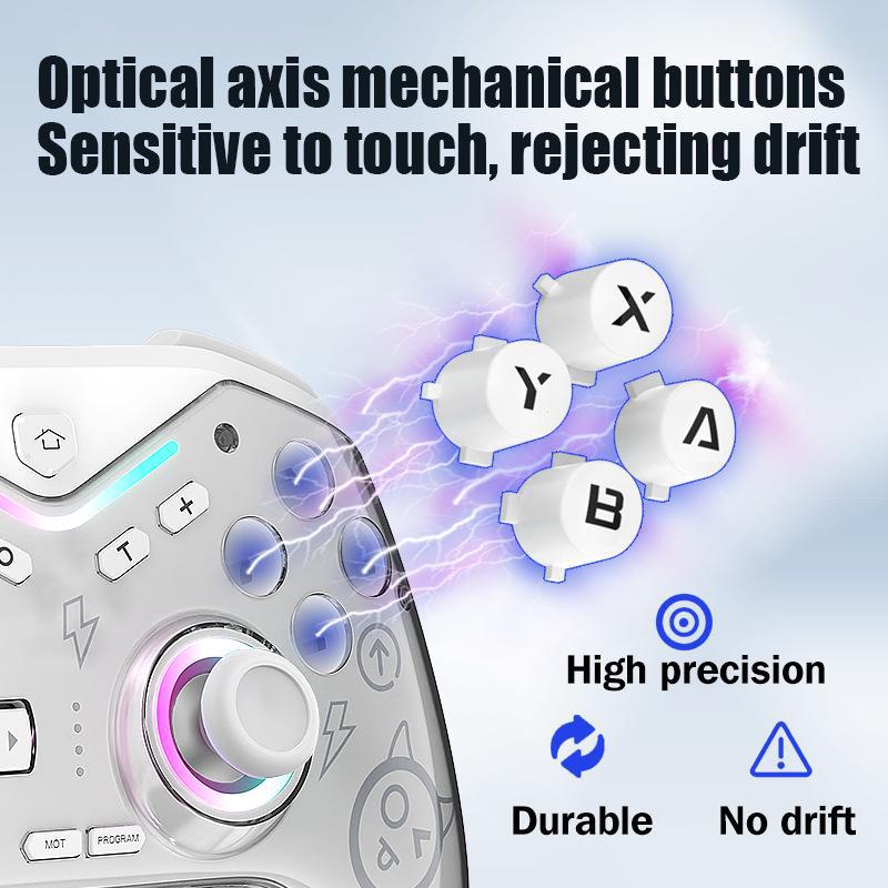 Игровой контроллер с магнитным корпусом, регулируемым джойстиком Холла, совместимостью с Switch/Android/iOS, беспроводным Bluetooth, вибрацией и световыми эффектами