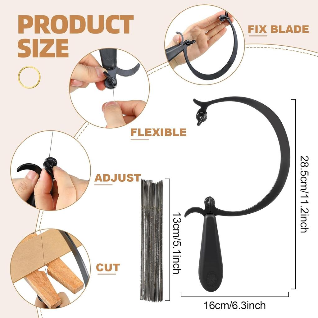U-Shaped Jeweler's Saw Frame - Adjustable Jewelry Making Cutting Tool with 144PCS Saw Blades for Metal & Wood