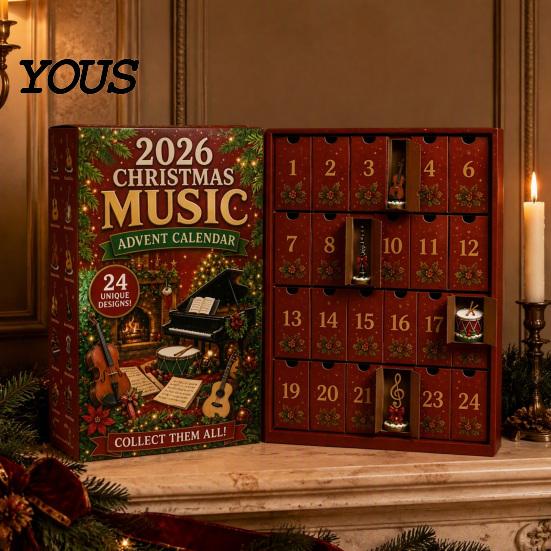 Unique Holiday Souvenir Christmas Music Advent Calendar 2026, 24 Mini Musical Instrument Theme Ornaments Countdown Calendar, Musician Gift for Lovers