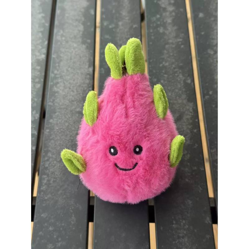 Cute Dragon Fruit Plush Pendant With Chain For Bag Decor And Gifts