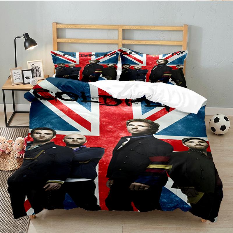 3PCS Cold-play Bedding Set Printed Duvet Cover Closure Includes 1 Duvet Cover & 2 Pillowcases for All Seasons Bedroom Decor