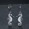 Wish Hot Ocean Wind Series Rose Gold White Gold Blue and White Opal Micro-set White Diamond Seahorse Versatile Earrings