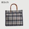 Vintage Check Handbag Wide Shoulder Strap One-shoulder Messenger Bag