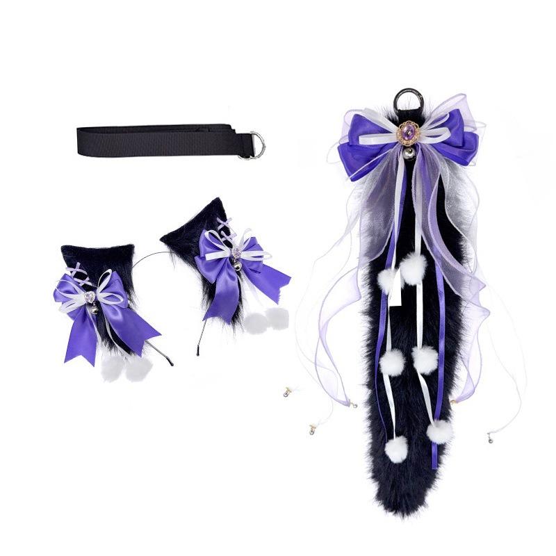 Ободок на голову с волчьими ушками, плюшевый хвост, антикварный лисий хвост, косплей, ручная работа, звериные ушки, волчьи ушки, костюм с хвостом