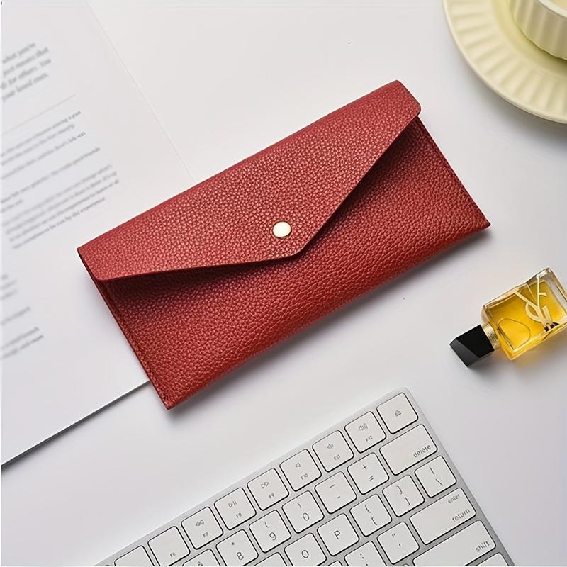 Ladies' Handbag, Solid Color Button-closing Wallet, Envelope-style Solid Color Wild Fashion Men's Wallet with Casual Style