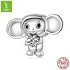 Cute And Playful Monkey Diy Bracelet Necklace Pendant, Fun Little Animal S925 Sterling Silver Big-Eared Monkey String.