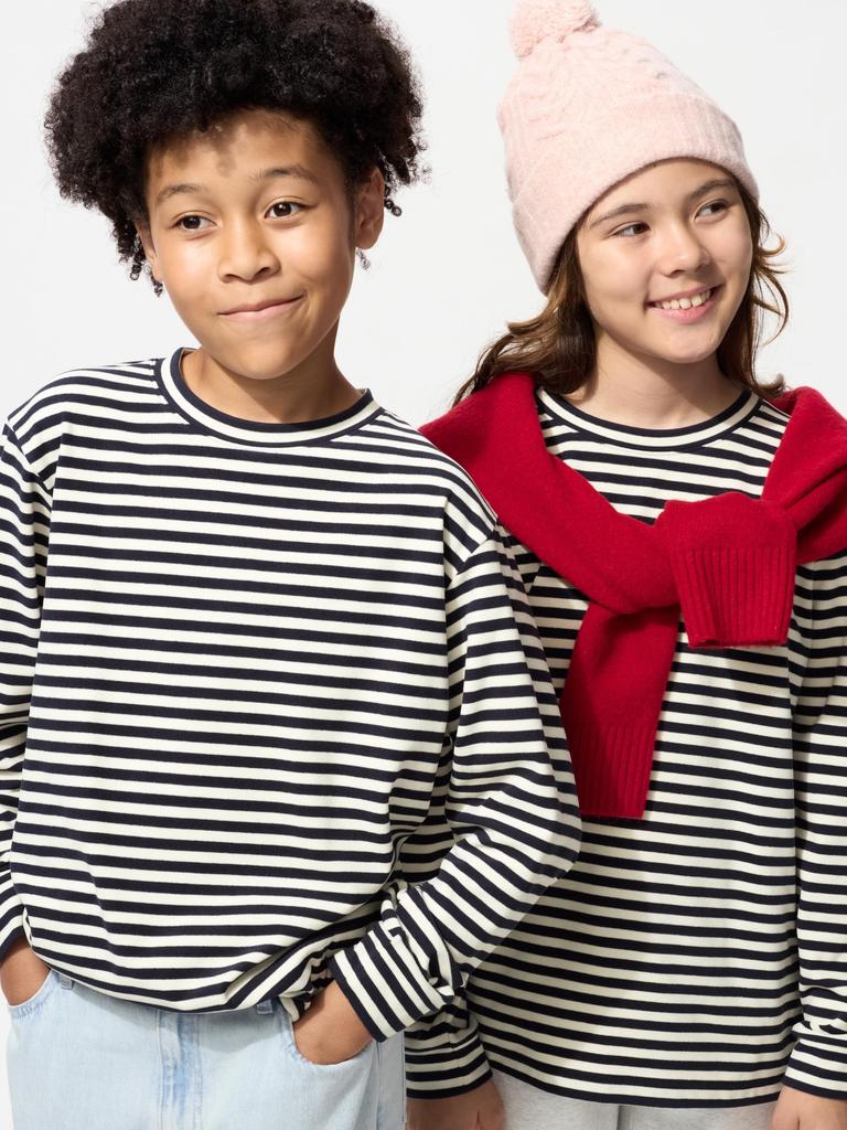 Uniqlo Kids Fleece Crew Neck T  Long Sleeve  sTripe