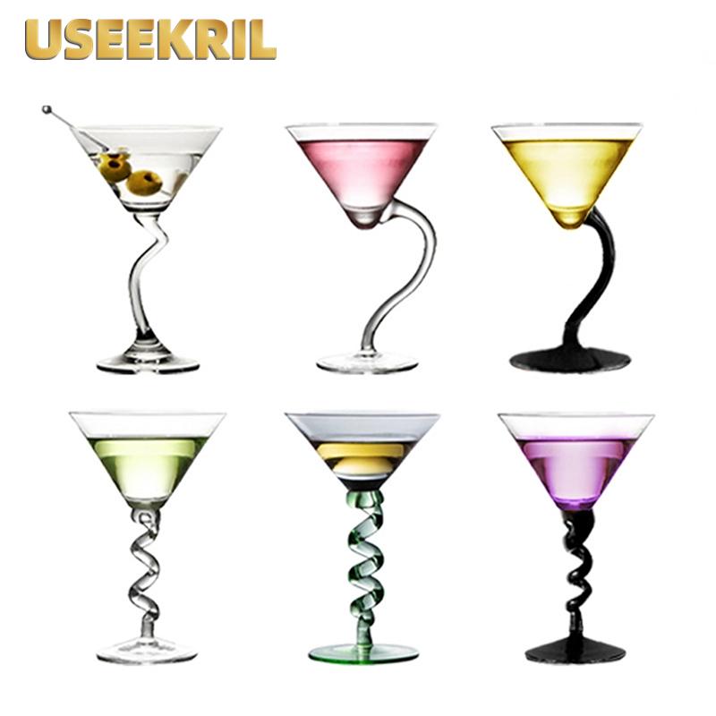 Creative Cocktail Glasses Cups Curved Martini Glass Cup Personalized Curved Martini Glass Goblet Drinkware Bar Home Accessories