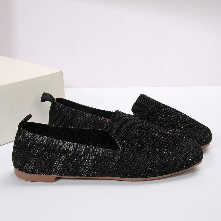 Большие размеры Lazy One Foot Stirrup Casual Shoes, квадратный носок, плоская подошва, ажурное переплетение, однотонные туфли