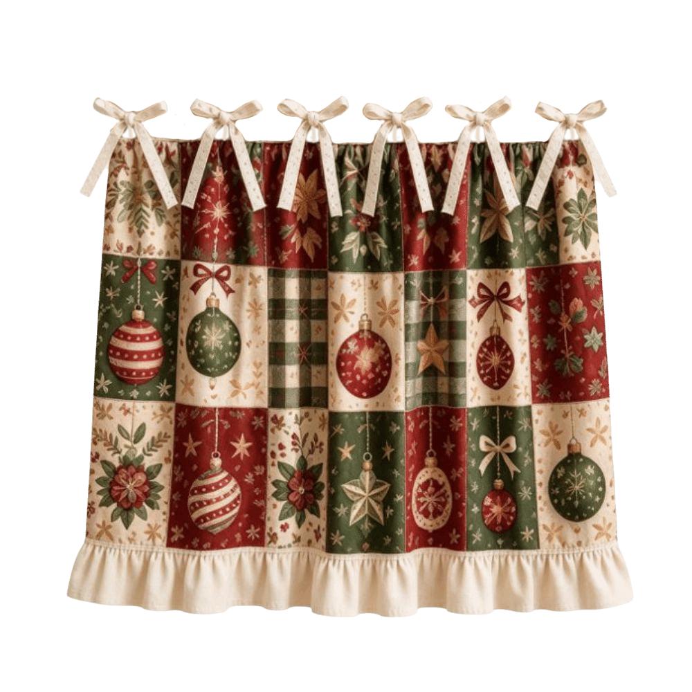 Snowman Deer Santa Oven Cover Curtain Ruffle Edge Kitchen Stove Short Curtain Dishwasher