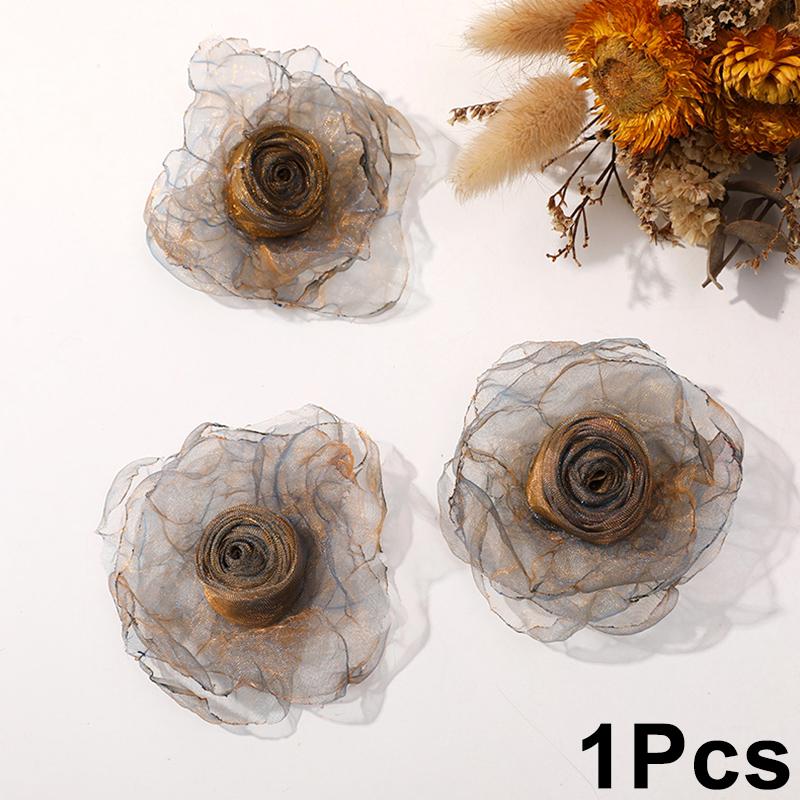 Искусственный цветок из шифоновой ткани ручной работы для свадебного платья, украшения шляп, своими руками, марля, обожженный край, роза, шитье, аппликация