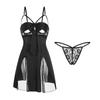 Women's Satin Underwire Cutout Deep V Backless Sleep Dress with Robe Lounge Set