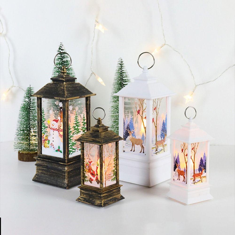 Портативный Рождественский Ретро Фонарь Свет Дед Мороз Рождественские Украшения Ночник Спальня