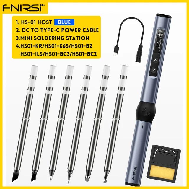 FNIRSI HS-01 Умный электрический паяльник PD 65 Вт, регулируемая постоянная температура, быстрый нагрев, портативная паяльная станция, комплект