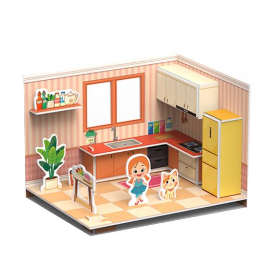 Three-Dimensional 3D Model Puzzles Handmade DIY Houses Building Blocks Kids Toys