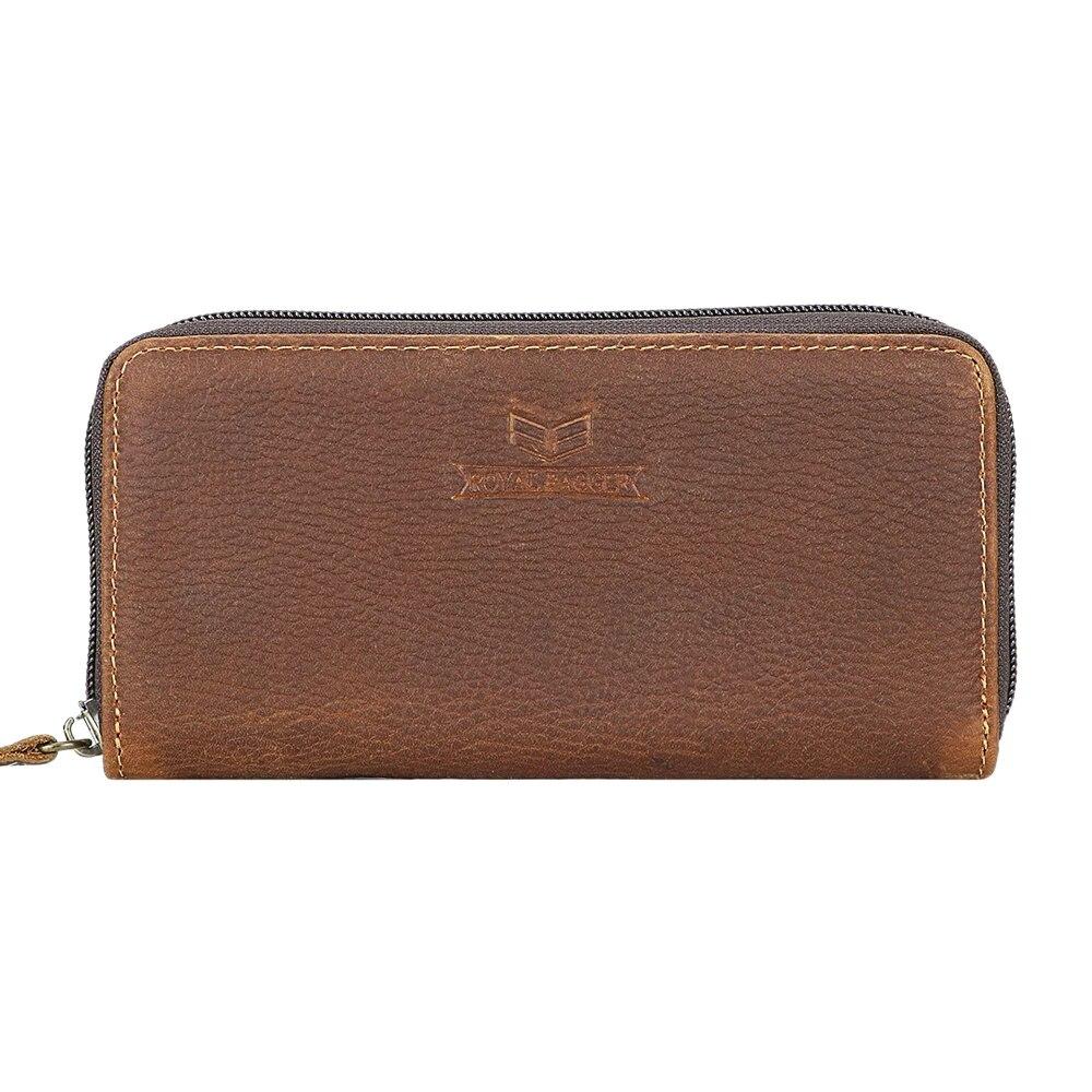 Длинные кошельки-клатчи Royal Bagger на молнии в стиле ретро, ​​кошелек для монет из натуральной кожи, мужская сумка на руку большой емкости 1659