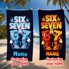 1pc Custom Personalized Number Six Seven Beach Towel, Cool Cartoon Gamer Themed Quick Dry Towel For Summer Beach Vacation