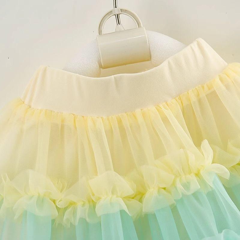 Юбка средней длины для девочек, летний новый стиль, юбка-пачка для девочек, детская юбка из пышной пряжи, короткая юбка принцессы для малышки