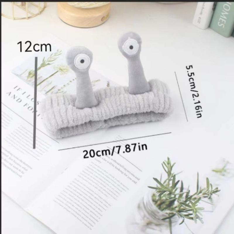 Мультяшная повязка на голову с большим глазом улитки, повязка для мытья лица, симпатичная эластичная повязка для макияжа, мягкая повязка для волос из кораллового флиса для женщин и девочек