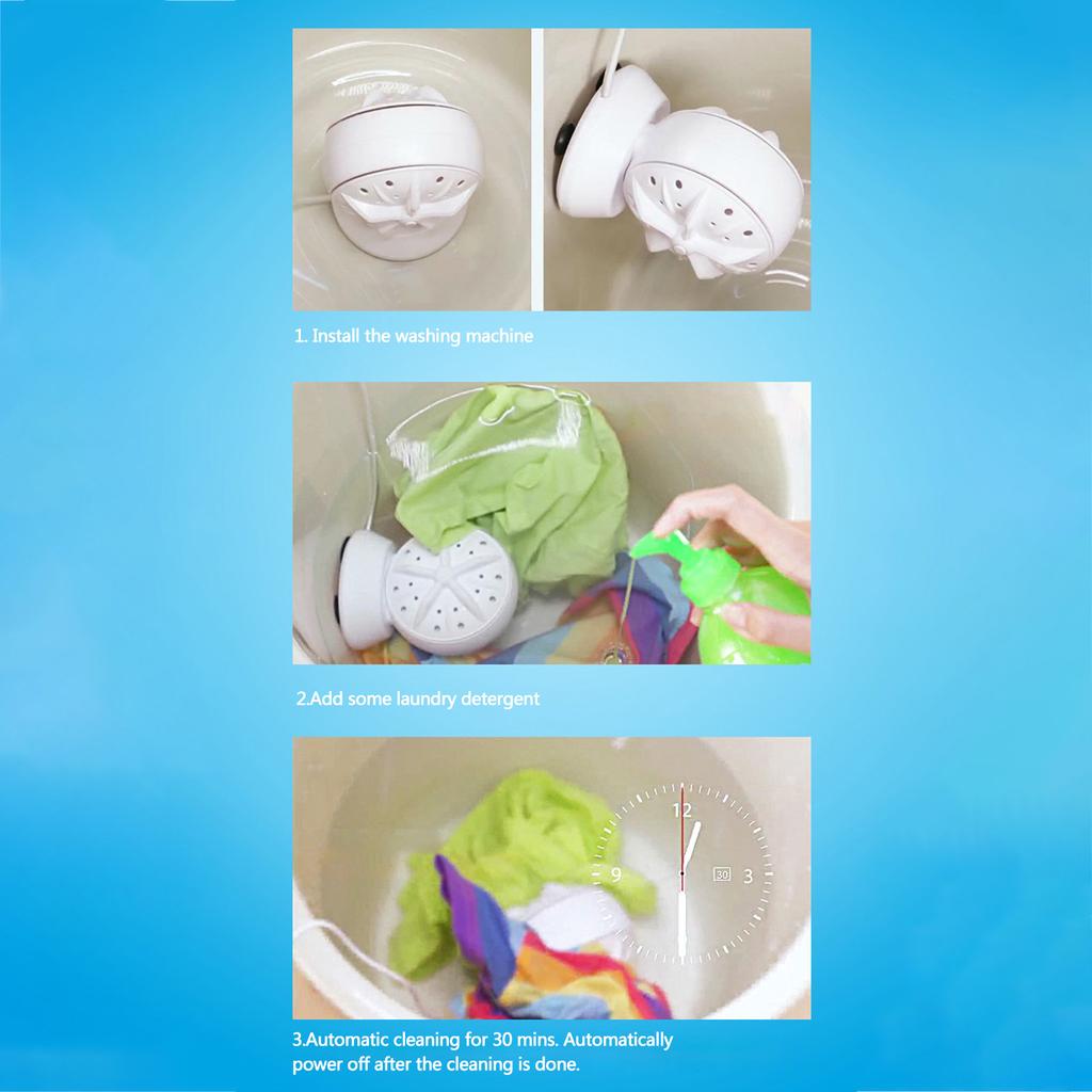 Portable Travel Washing Machine High-Power Mini Laundry Machine Double-Turbine Waving Washer