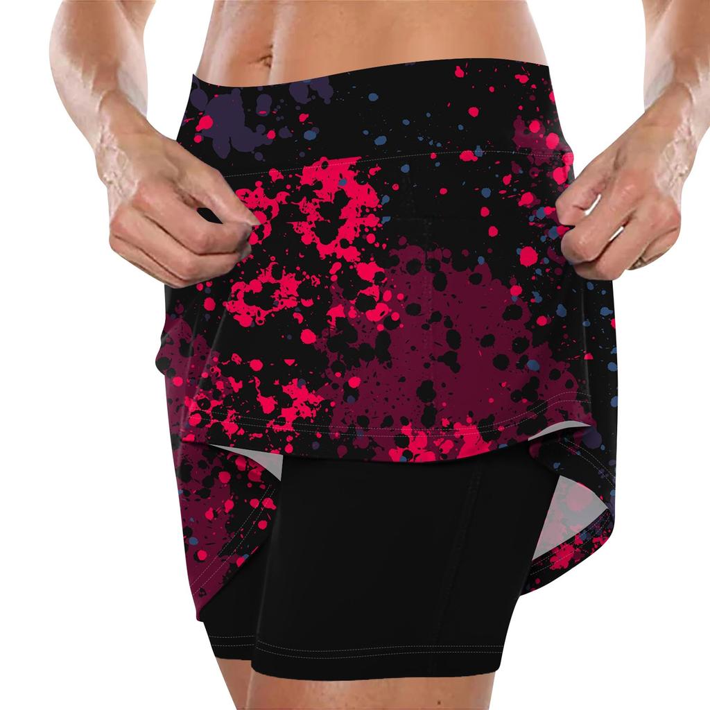 Женская юбка, эластичные брюки-кюлоты для йоги для женщин, спортивные шорты с принтом, легкие узкие однотонные бегуны с высокой талией