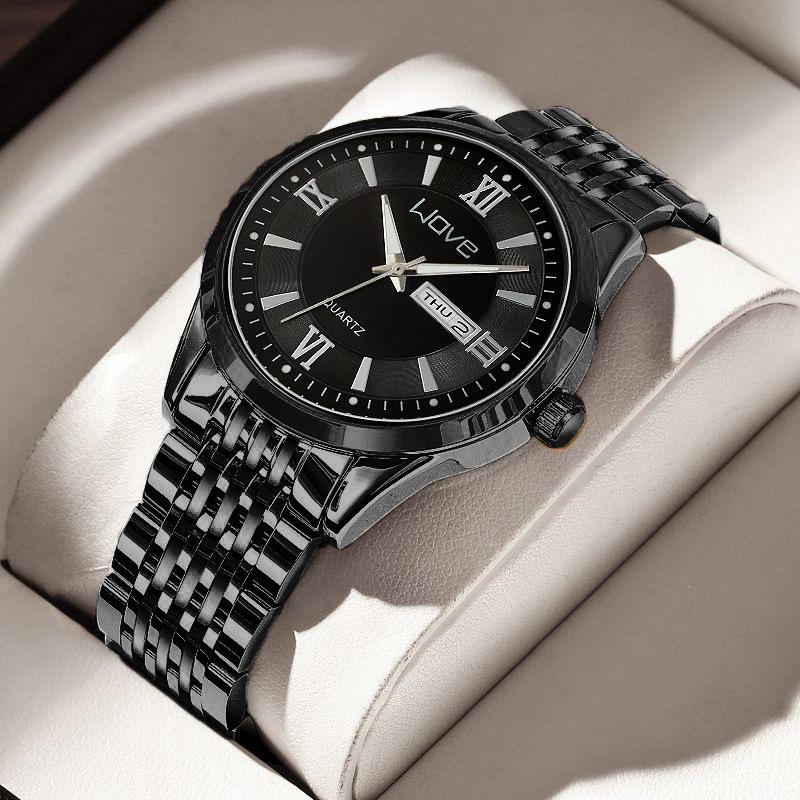 UTHAI Men's Watch High End Calendar Luminous Steel Wristband Fashion Trend Classic Business Quartz Watch Clock Gift