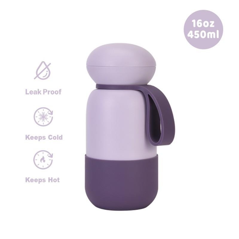 450ml Stainless Steel Vacuum Insulated Travel Water Bottle With Handle Loop Outdoor Sports Office Camping