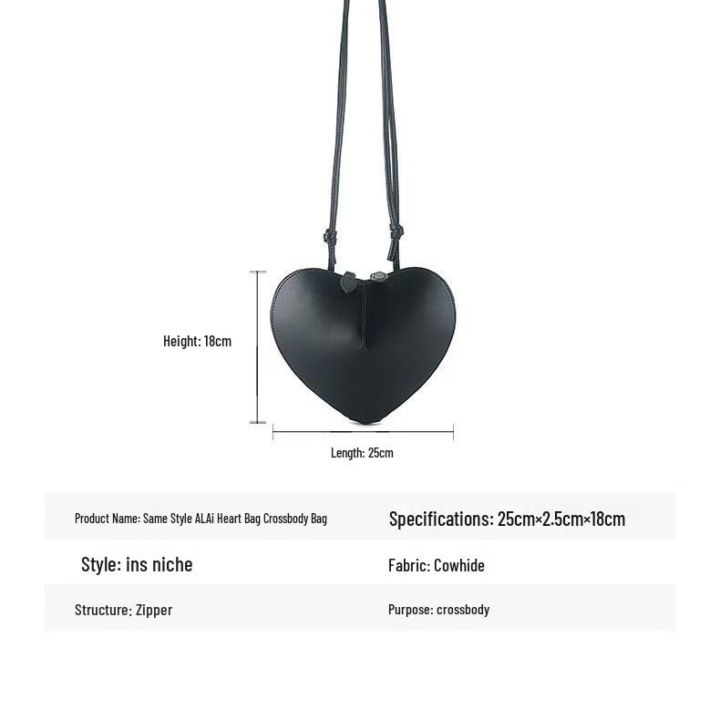 2025 Spring/Summer Peach Heart Women's Crossbody Bag - Stylish, Versatile Single-Shoulder Design Inspired by Japanese and Korean Fashion