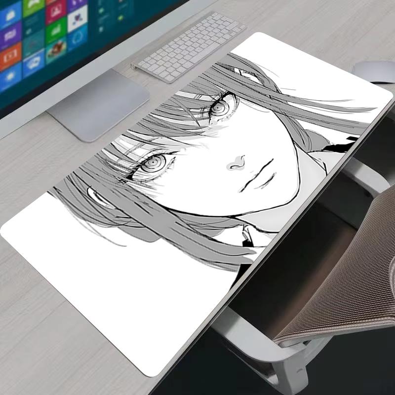 Коврик для мыши Черно-белая Аниме Девушка Резе Deskmat Офисный Нескользящий Крайний Блокиратор Игровые Аксессуары Человек-бензопила Клавиатура Мышь