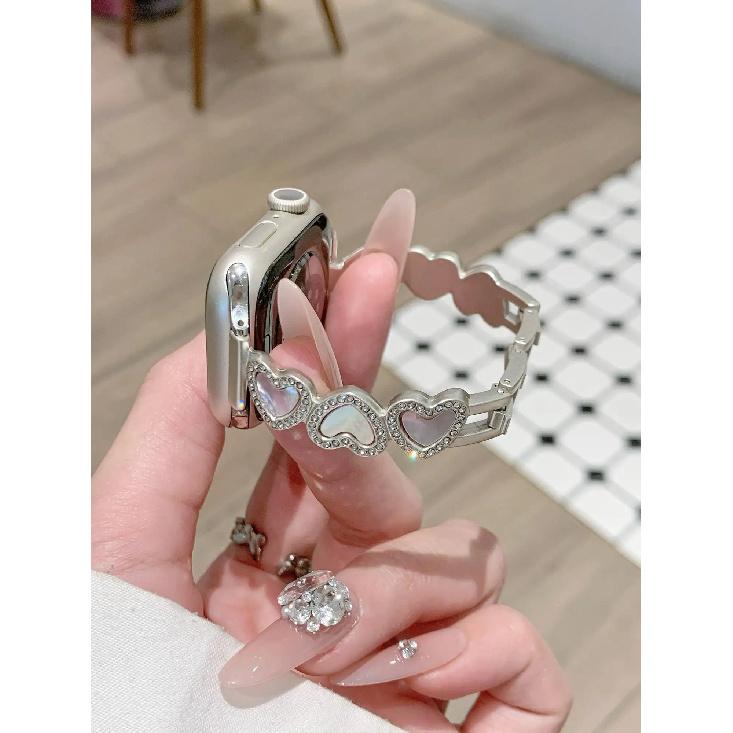 New Bling heart-shaped metal For Apple Watch band women Series S11/10/8/7/6/3/4/5/9 40mm 41mm 38mm 42mm 44mm 45mm 46mm Strap