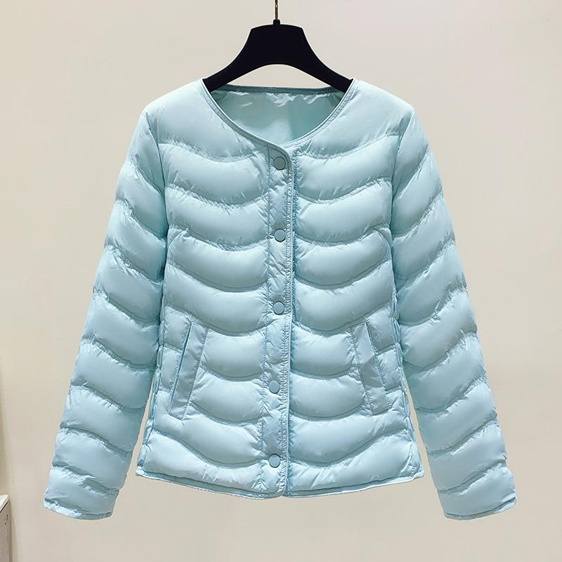 Inner Pot Warm and Lightweight Cotton Jacket for Women's Autumn and Winter Round Neck Short Cotton Jacket