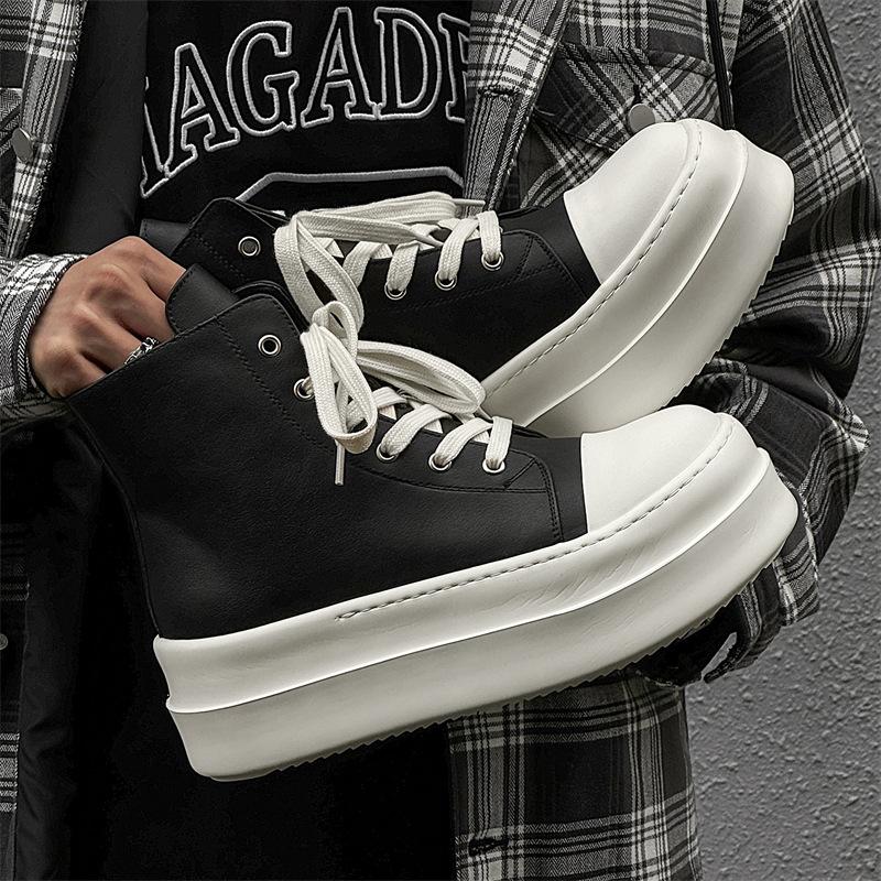 Повышающие рост туфли на толстой подошве и высокой платформе, парусиновые кеды для пар, мужские, американские, в стиле хай-стрит, локомотивные дерби, 18456-J