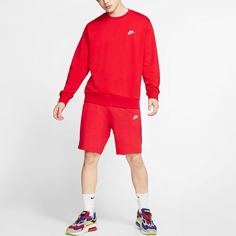 Nike Спортивная одежда Club French Terry вышитый логотип круглый вырез толстовка мужская топы университетский красный BV2667-657