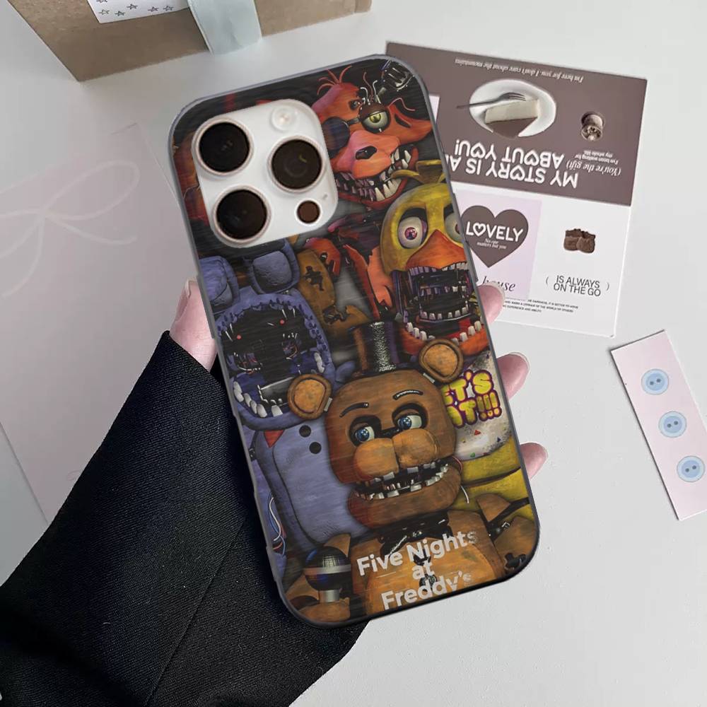 AmineF- Fnaf F-Five-nights-At-Freddys Чехол для телефона iPhone 16 15 17 Pro 13 14 Pro Max Plus Мягкая силиконовая накладка с волнистым узором