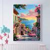 5d DIY Diamond Painting Cross Stitch Seaside Town Scenery Diamond Embroidery Mosaic Full Round Drill Home Decor