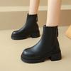 2024 High Quality Shoes Female Zipper Women Boots Autumn Winter Round Toe Solid Short Barrel Low-heeled Large Size Chelsea Boots