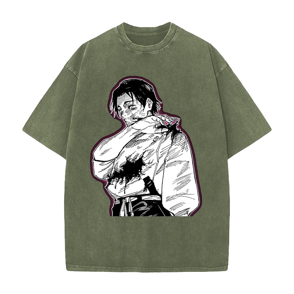 Горячий Аниме Jujutsu Kaisen Оккоцу Юта Одежда Мужчины Женщины Футболки Хлопковая Футболка с Эффектом Стирки Ретро Свободная Футболка Харадзюку Мужская Футболка