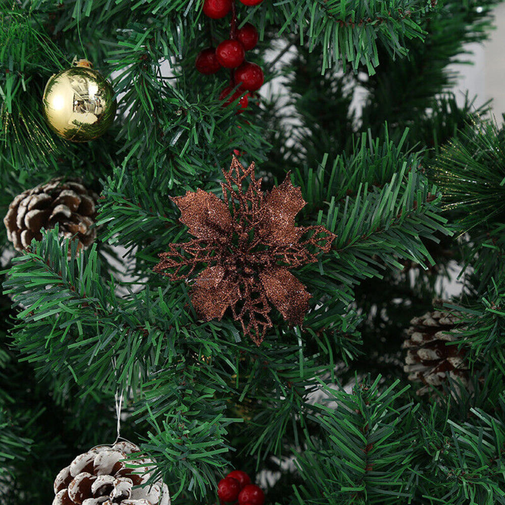 1 шт. Рождественские блестящие искусственные цветы красные золотые елочные украшения большие цветочные головки для домашнего новогоднего декора вечеринки Navidad