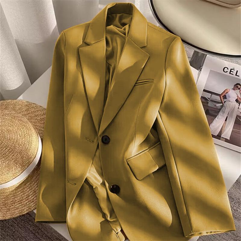 Женский пиджак в корейском стиле, свободного кроя, черный - Приталенный, блейзер маленького размера для весны и осени 2025.