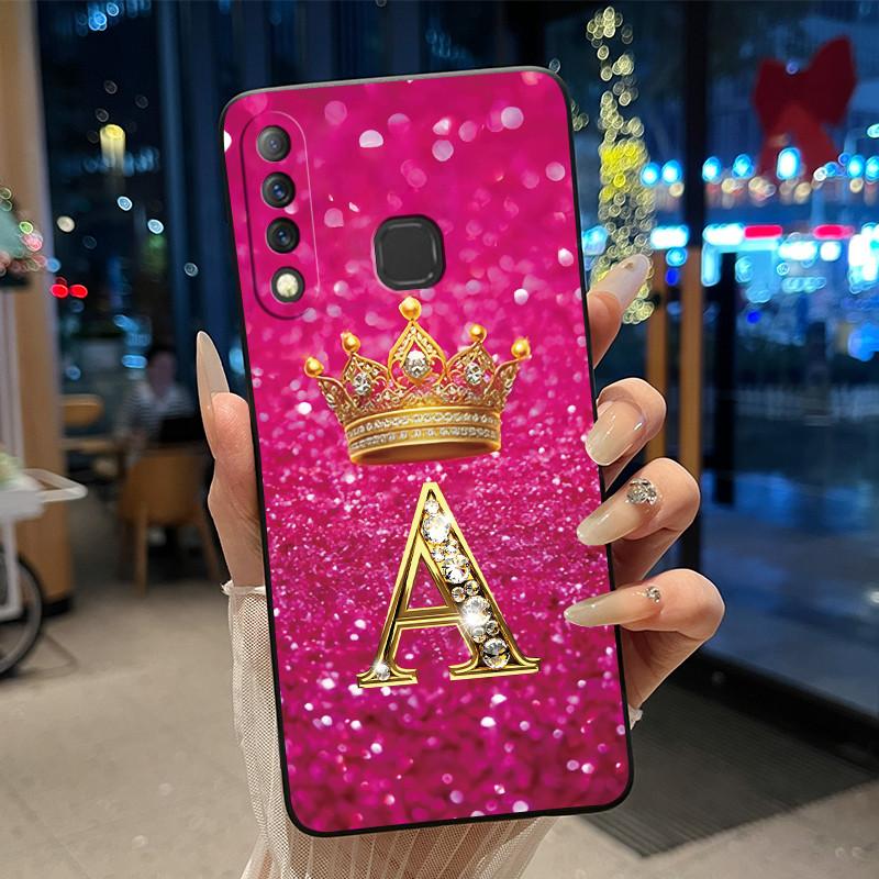 Красивый чехол-корона с буквами от А до Я для Infinix S4 Smart3 Plus X626 X267, черный, из мягкого силикона, противоударный