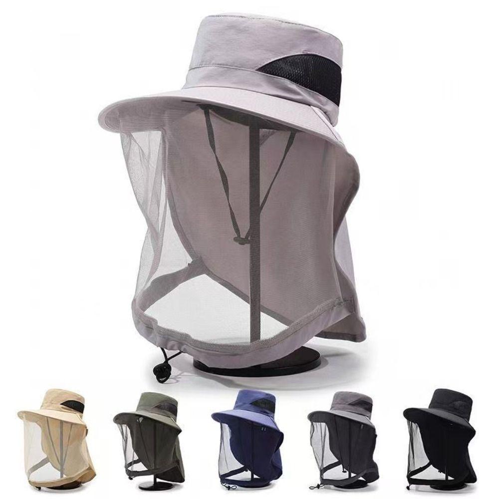 Foldable Bee Mosquito Hat Insect Proof Sun Protection Hat Net Cover Fisherman Hat Camping