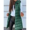 New Women's Coat Solid Color Medium and Long Vest Hooded Slim Sleeveless Coat Women