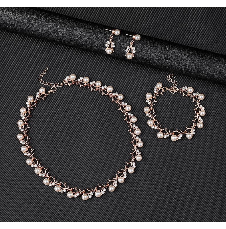 Корейский жемчужный набор ожерелья и серег для невесты - Модная бижутерия из гальванизированного сплава
