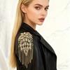 Rhinestone Tassel Chain Epaulette Peacock Jacket Shoulder Chain Brooch Shoulder Board  Men